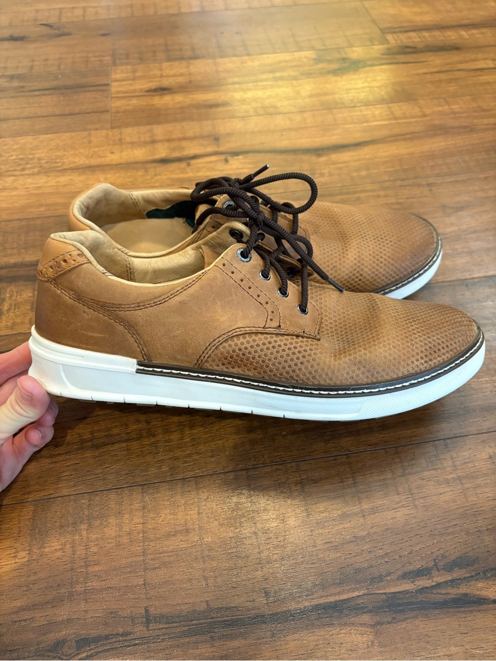 Johnston & Murphy McGuffey Golf Shoes Mens Size 9.5 Tan Leather Casual EUC